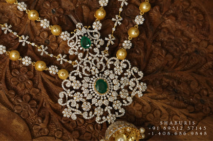 Diamond necklace,South Indian Jewelry,diamond chokerbridal choker,Indian Wedding Jewelry,pure Silver indian jewelry - NIHIRA - SHABURIS