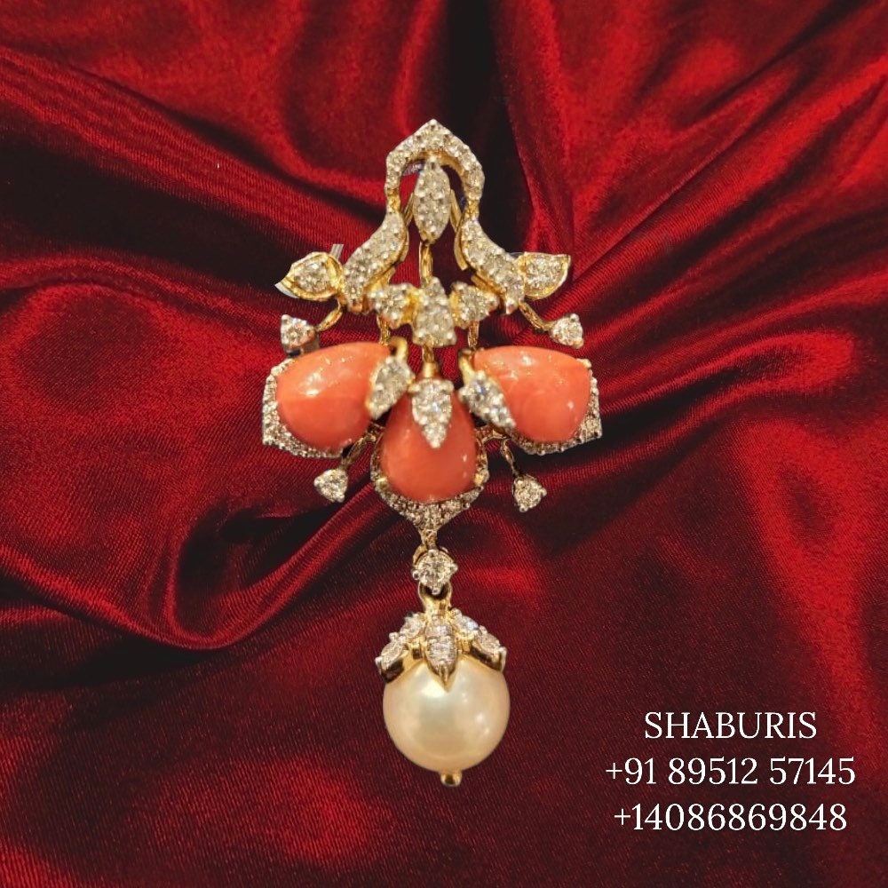 Coral pendant bead jewelry gemstone jewelry polki diamond emerald necklace pure silver jewelry south indian gold jewelry sets -SHABURIS