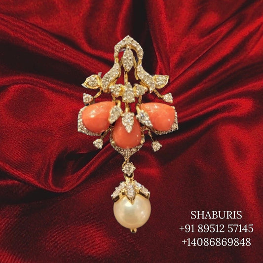 Coral pendant bead jewelry gemstone jewelry polki diamond emerald necklace pure silver jewelry south indian gold jewelry sets -SHABURIS