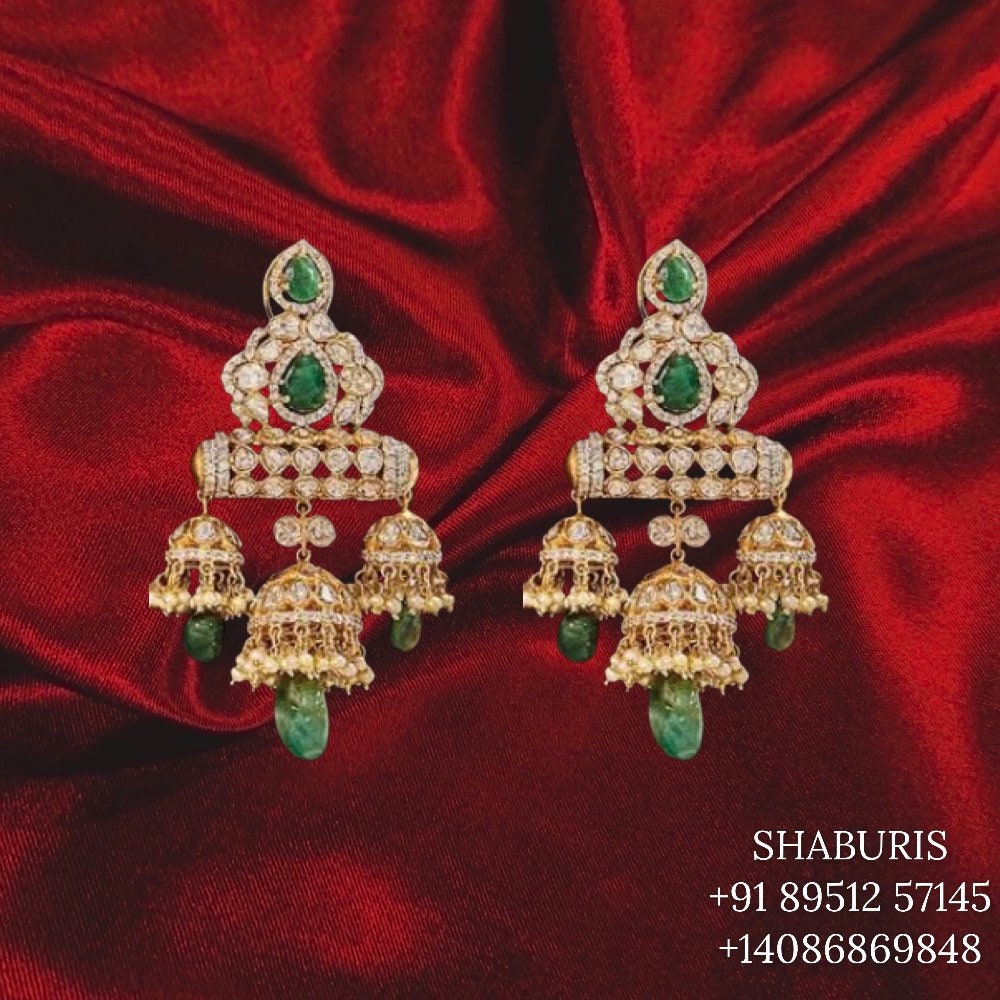 Polki jewelry destination wedding jewelry pure silver  925 silver jewelry indian lyte weight jewelry chandbali morganites -SHABURIS