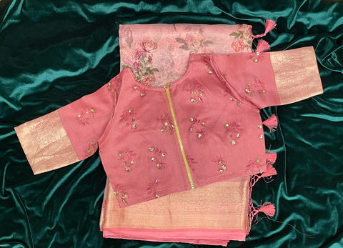 Raw mango saree inspired,Lyte weight Sarees online,South Indian Sarees,Pure organza Sarees,Saree Stitched Blouse,saree,kanchi organza