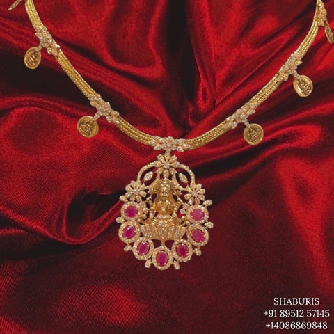 925 silver Jewelry,Pure Silver Jewellery Indian ,Temple Necklace,Lakshmi Devi Necklace,Indian Bridal,Indian Wedding Jewelry-NIHIRA-SHABURIS