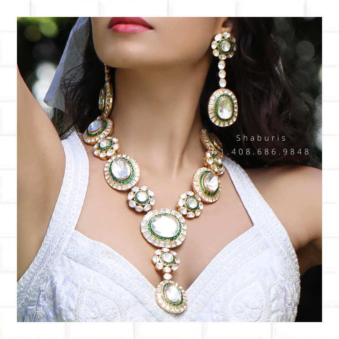 Pure Silver jewelry Indian ,925 silver jewelrt Indian Necklace,Indian moissanite ,Indian Wedding Jewelry,pure Silver jewelry-NIHIRA-SHABURIS