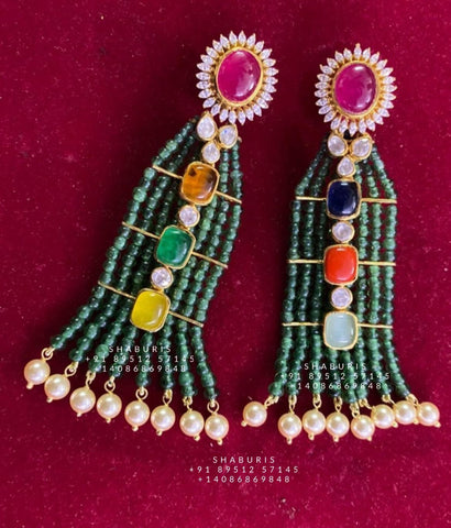 925 silver jewelry pearls,sabyasachi jewelry inspired Traditional indian Jewelery,Polki earrings,Pure silver jewelry-NIHIRA