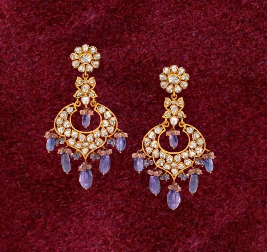 Latest Indian Jewelry,South Indian Jewelry,jhumka,clustered pearl,diamond  jhumka,pure Silver indian jewelry - NIHIRA - SHABURIS