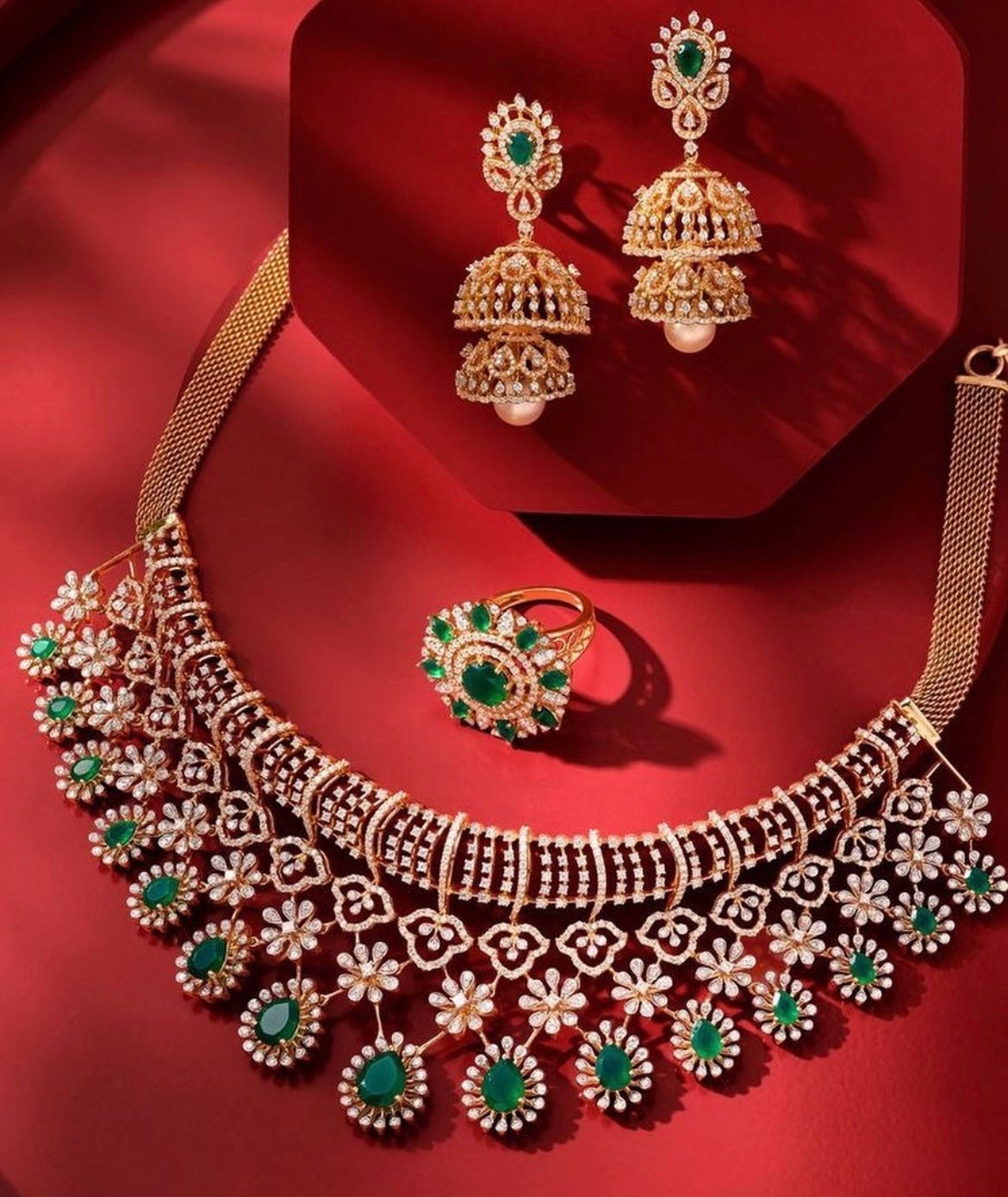Diamond necklace,South Indian Jewelry,diamond chokerbridal choker,Indian Wedding Jewelry,pure Silver indian jewelry - NIHIRA - SHABURIS