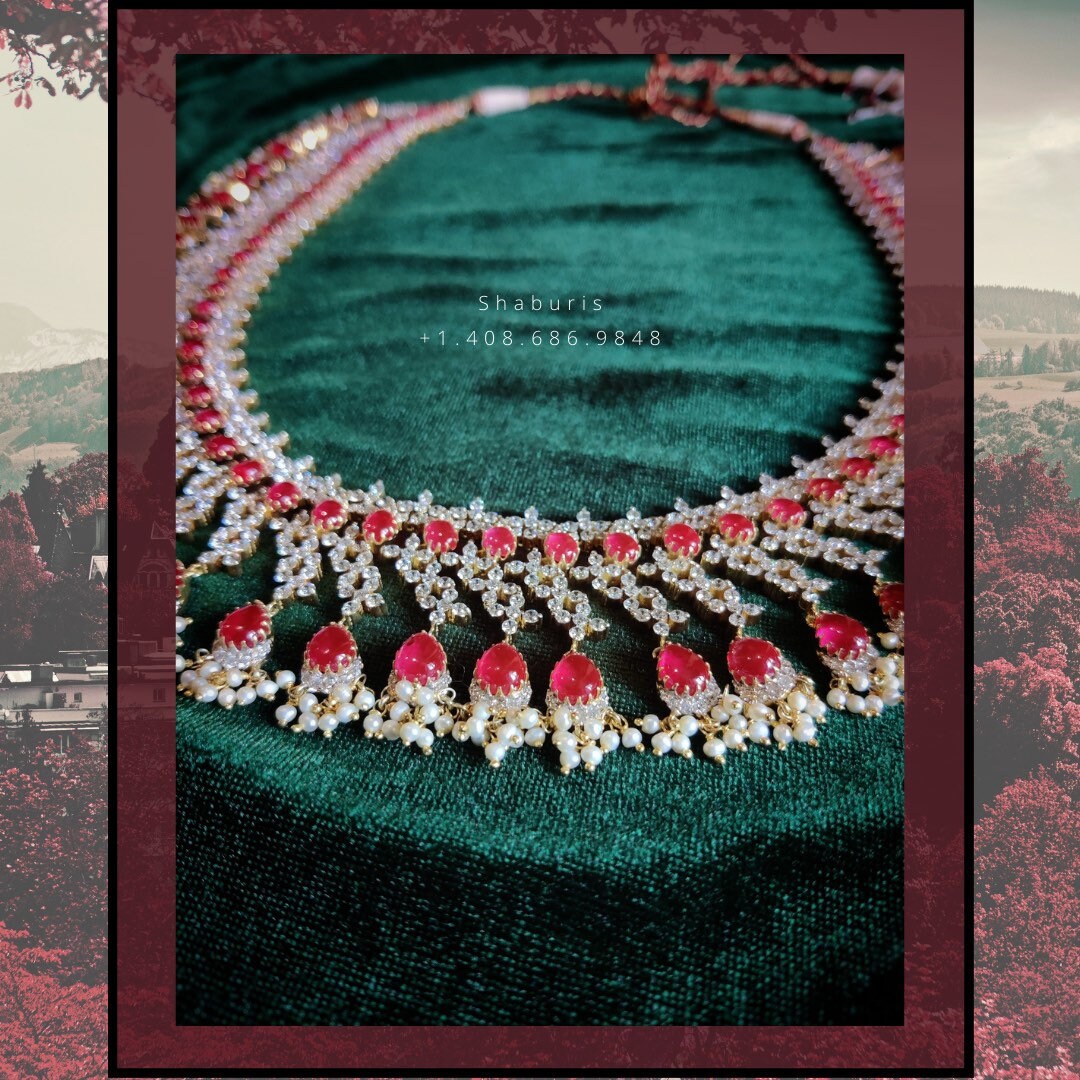 Diamond Jewelry,Pure Silver Jewelry Indian,Diamond Necklace,Indian Necklace,Indian Bridal,Indian Wedding Jewelry-charm jewelry