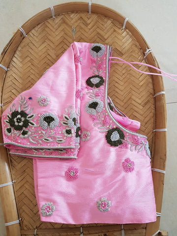 Silk Saree Blouse | Silk Blouse | zardhosi work Blouse | Green Saree Blouse | Stitched Saree Blouse | Honeybee Handlooms