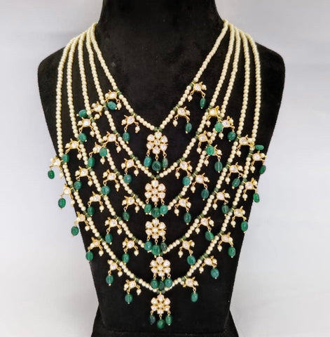 Panch lada pearl haram jades gem jewelry south indian hyderabadi jewelry pure silver sabyasachi jewelry inspired -SHABURIS