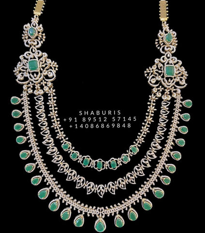 Diamond necklace pure silver necklace emerald quartz south sea pearls swarovski diamond indian jewelry sabyasachi inspired SHABURIS