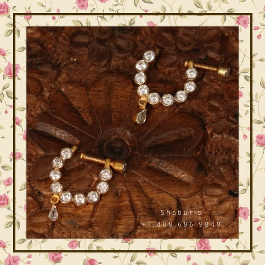 Diamond nose ring nath mukku puduka pure silver jewelry indian jewelry wedding jewelry bridal collection -SHABURIS