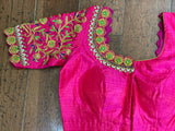 Maggam work designer blouse - Pattu Saree Blouse -kundan work blouse - handloom Saree Blouse - pink Saree Blouse - pink  Blouse