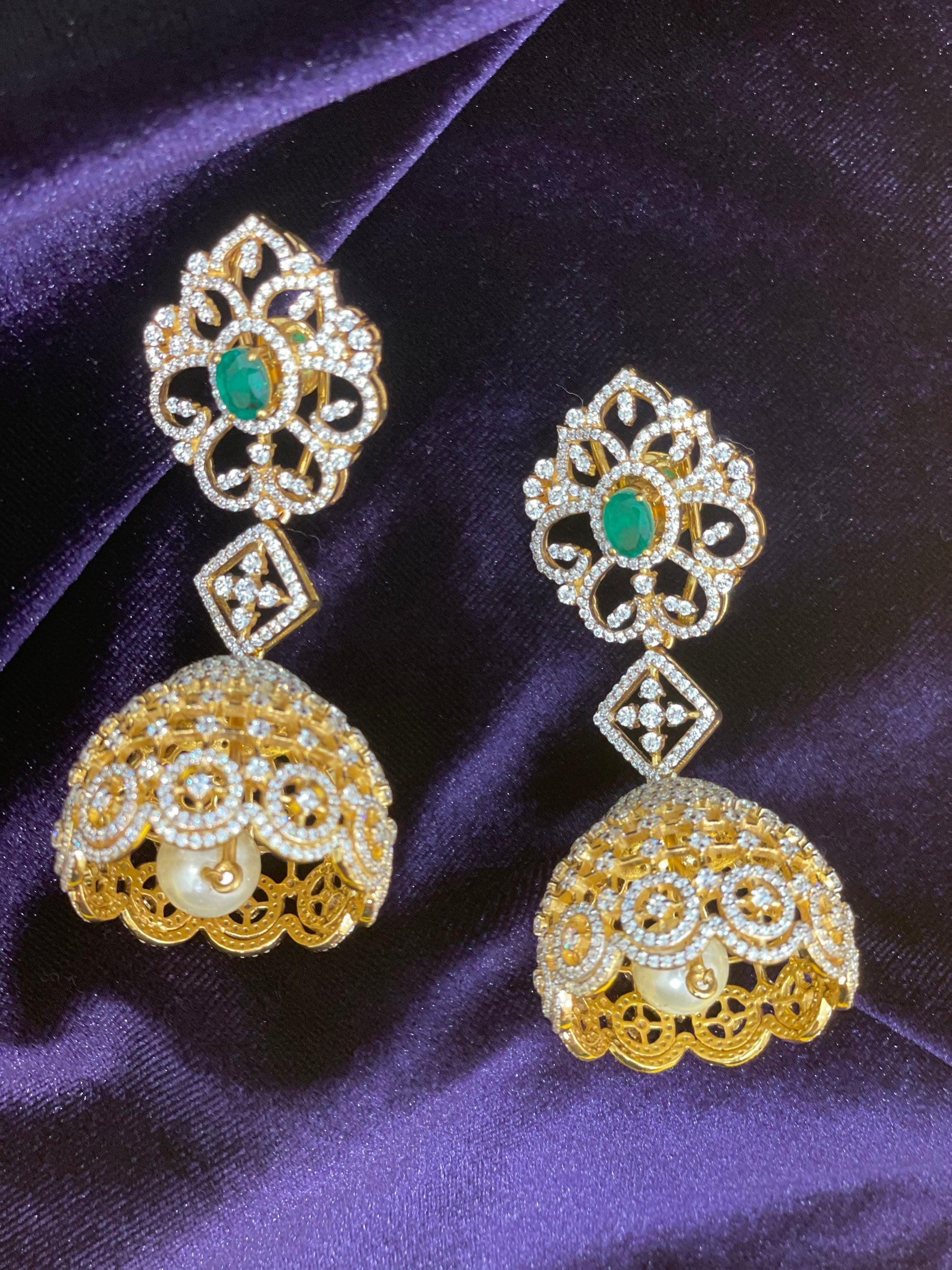 Diamond necklace pure silver necklace emerald quartz south sea pearls swarovski diamond indian jewelry sabyasachi inspired SHABURIS