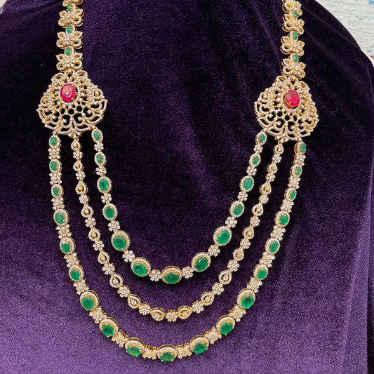 Diamond necklace pure silver necklace emerald quartz south sea pearls swarovski diamond indian jewelry sabyasachi inspired SHABURIS