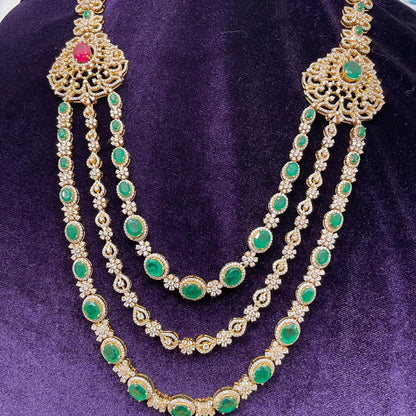 Diamond necklace pure silver necklace emerald quartz south sea pearls swarovski diamond indian jewelry sabyasachi inspired SHABURIS