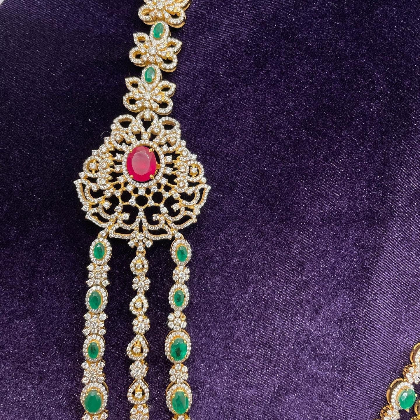 Diamond necklace pure silver necklace emerald quartz south sea pearls swarovski diamond indian jewelry sabyasachi inspired SHABURIS