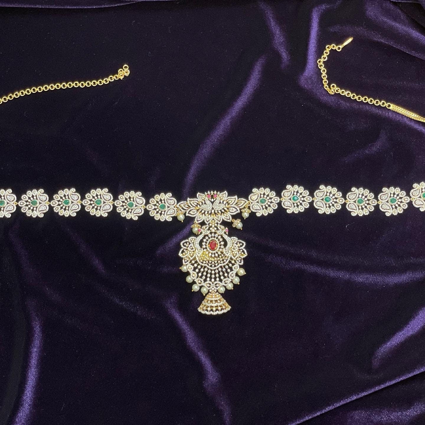 Diamond necklace pure silver necklace emerald quartz south sea pearls swarovski diamond indian jewelry sabyasachi inspired SHABURIS
