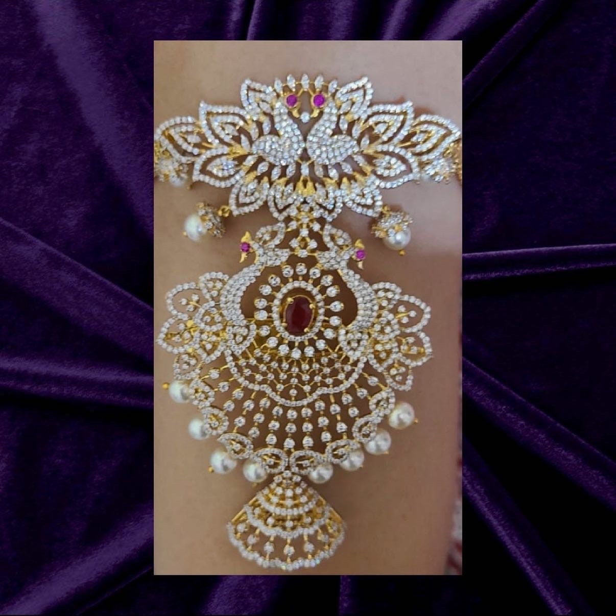 Diamond necklace pure silver necklace emerald quartz south sea pearls swarovski diamond indian jewelry sabyasachi inspired SHABURIS