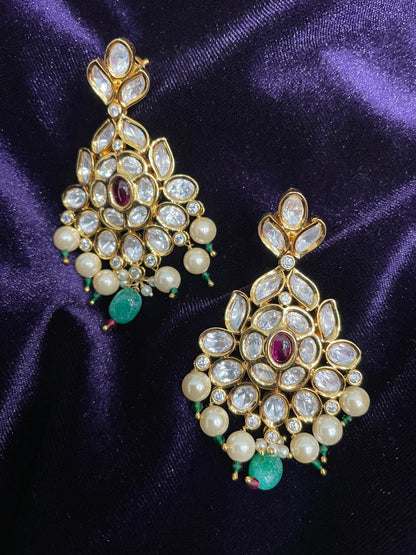 Polki jhumka,big jhumka,chandbali,south sea pearl earring,party wear earrings,designer jewelry,hand picked jewelry,celebrity jewelry