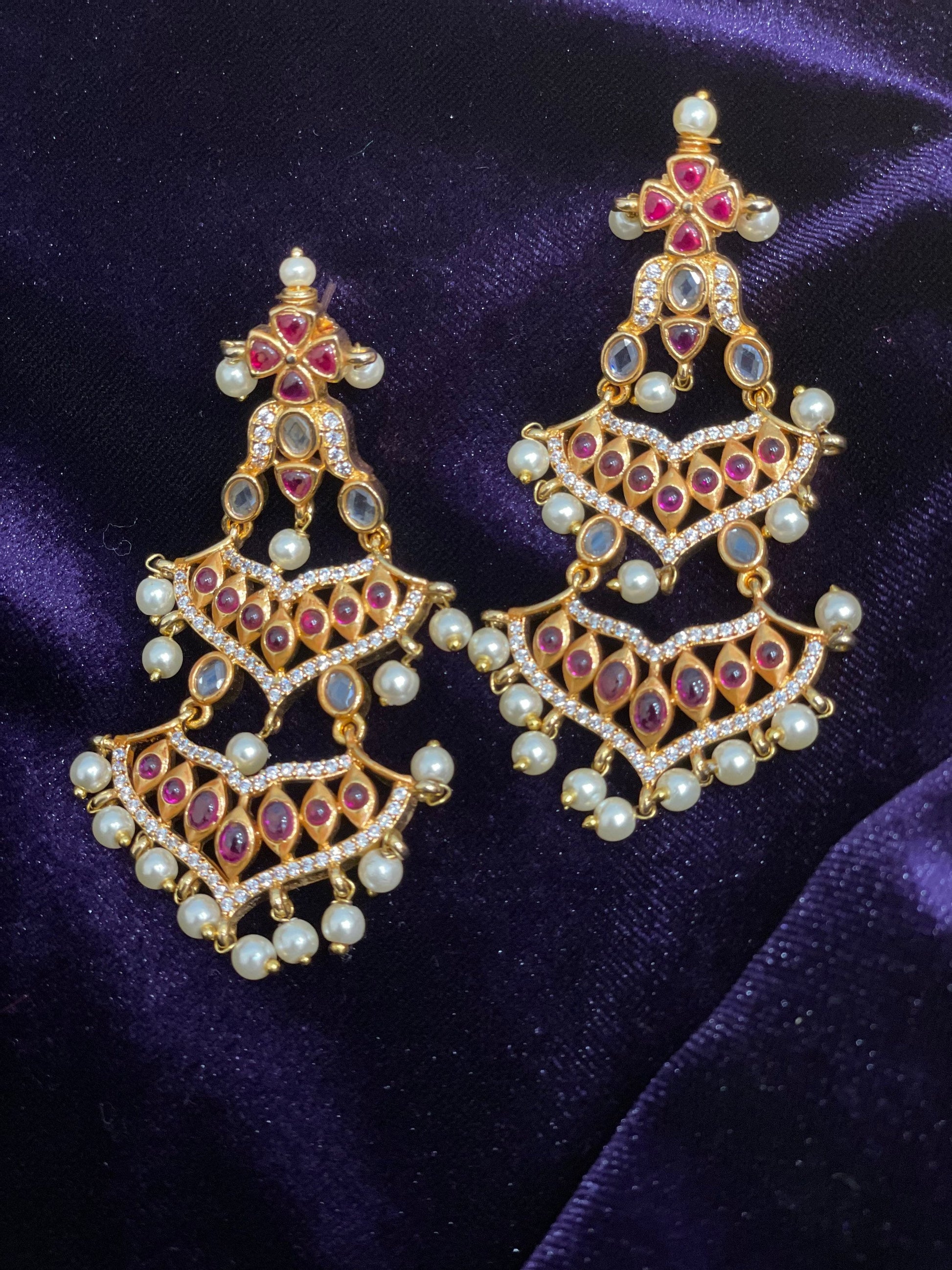 Polki jhumka,big jhumka,chandbali,south sea pearl earring,party wear earrings,designer jewelry,hand picked jewelry,celebrity jewelry