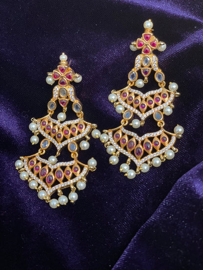 Polki jhumka,big jhumka,chandbali,south sea pearl earring,party wear earrings,designer jewelry,hand picked jewelry,celebrity jewelry