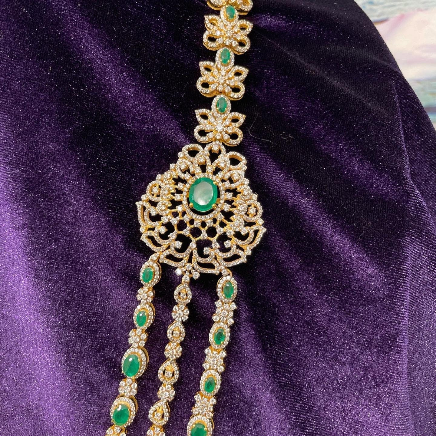 Diamond necklace pure silver necklace emerald quartz south sea pearls swarovski diamond indian jewelry sabyasachi inspired SHABURIS