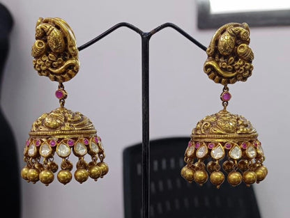 Temple Jewelry,Pure Silver Jewellery Indian ,Lakshmi Earrings,Big Indian earrings,Indian Bridal,Indian Wedding Jewelry-NIHIRA-SHABURIS