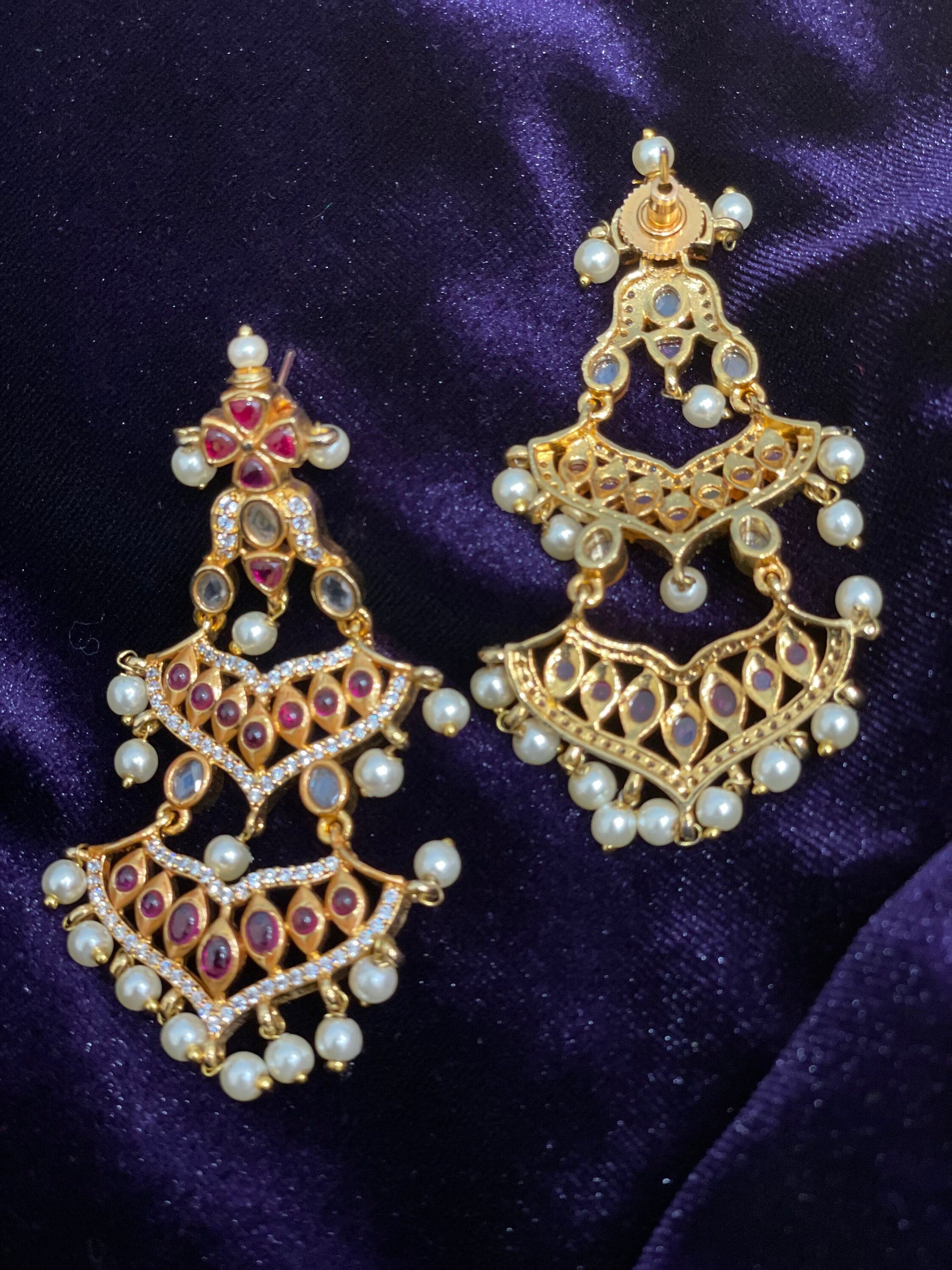 Polki jhumka,big jhumka,chandbali,south sea pearl earring,party wear earrings,designer jewelry,hand picked jewelry,celebrity jewelry
