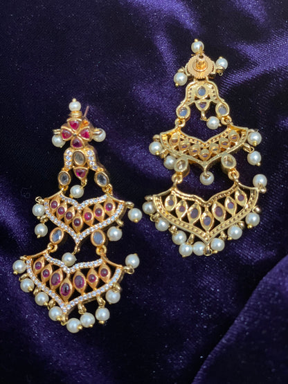 Polki jhumka,big jhumka,chandbali,south sea pearl earring,party wear earrings,designer jewelry,hand picked jewelry,celebrity jewelry