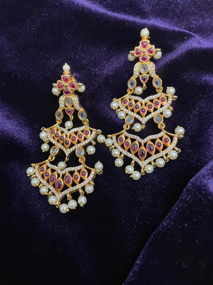 Polki jhumka,big jhumka,chandbali,south sea pearl earring,party wear earrings,designer jewelry,hand picked jewelry,celebrity jewelry