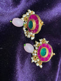 Polki jhumka,big jhumka,chandbali,south sea pearl earring,party wear earrings,designer jewelry,hand picked jewelry,celebrity jewelry