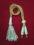 Adjustable Handmade Golden Necklace Thread, Indian Necklace Golden Cord With Big Tassels And Large silver Claps 15 Inch(App.),Zari Dori