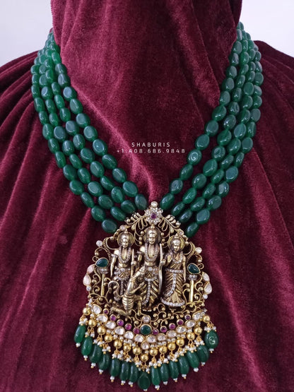 Temple RaamParivar Jewelry,Pure Silver Jewelry Indian ,Rama Sita Pendent ,Big pendent,Antique Jewelry,Indian Temple Jewelry-NIHIRA-SHABURIS