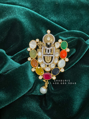 Lord balaji pendant Pure Silver Jewellery,Navaratan Balaji Pendent,Big Indian studs,Indian Bridal,Indian Wedding Jewelry-NIHIRA-SHABURIS