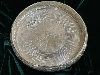 Pure Silver pooja thali,pure silver plate,Pure silver articles indian,indian pooja samagri,silver articles,pooja thali plate-NIHIRA