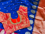 Raw mango saree inspired,Lyte weight blue saree South Indian Sarees,Pure Banaras Sarees,Saree Blouse, handloom saree,blue saree NIHIRA