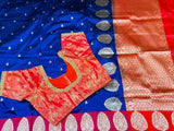 Raw mango saree inspired,Lyte weight blue saree South Indian Sarees,Pure Banaras Sarees,Saree Blouse, handloom saree,blue saree NIHIRA