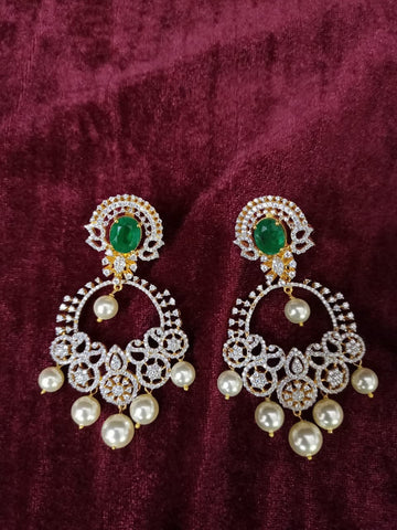 Diamond Jhumka ,diamond earrings,Pure silver Jhumkas Indian,Indian Earrings,Indian Wedding Jewelry -NIHIRA-SHABURIS