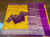 Raw mango saree inspired,Lyte weight Sarees online,South Indian Sarees,Pure Banaras Sarees,Saree Blouse, handloom saree,yellow saree NIHIRA