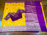 Raw mango saree inspired,Lyte weight Sarees online,South Indian Sarees,Pure Banaras Sarees,Saree Blouse, handloom saree,yellow saree NIHIRA
