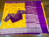 Raw mango saree inspired,Lyte weight Sarees online,South Indian Sarees,Pure Banaras Sarees,Saree Blouse, handloom saree,yellow saree NIHIRA