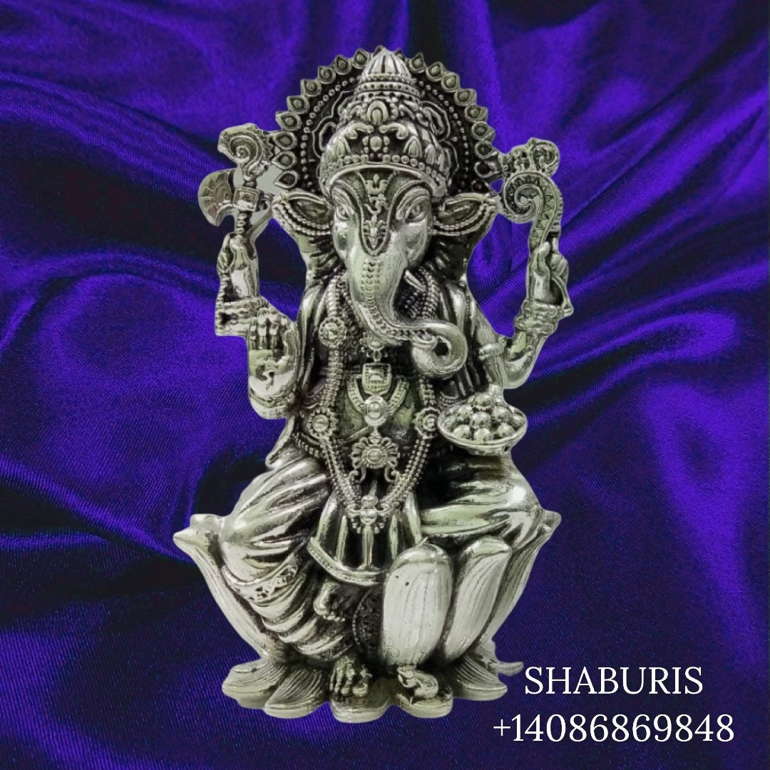 Pure Silver ganesha  idol,silver God Idol,Indian Pooja Articles,silver articles indian,pooja samagri,Antique silver article,