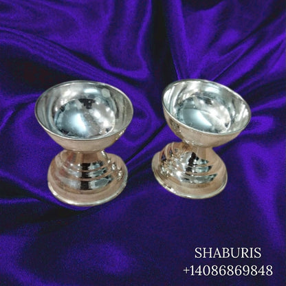 Pure Silver Diya,Indian Pooja Articles,Pure silver articles indian,indian pooja samagri,silver articles,diya lamps silver- NIHIRA - SHABURIS