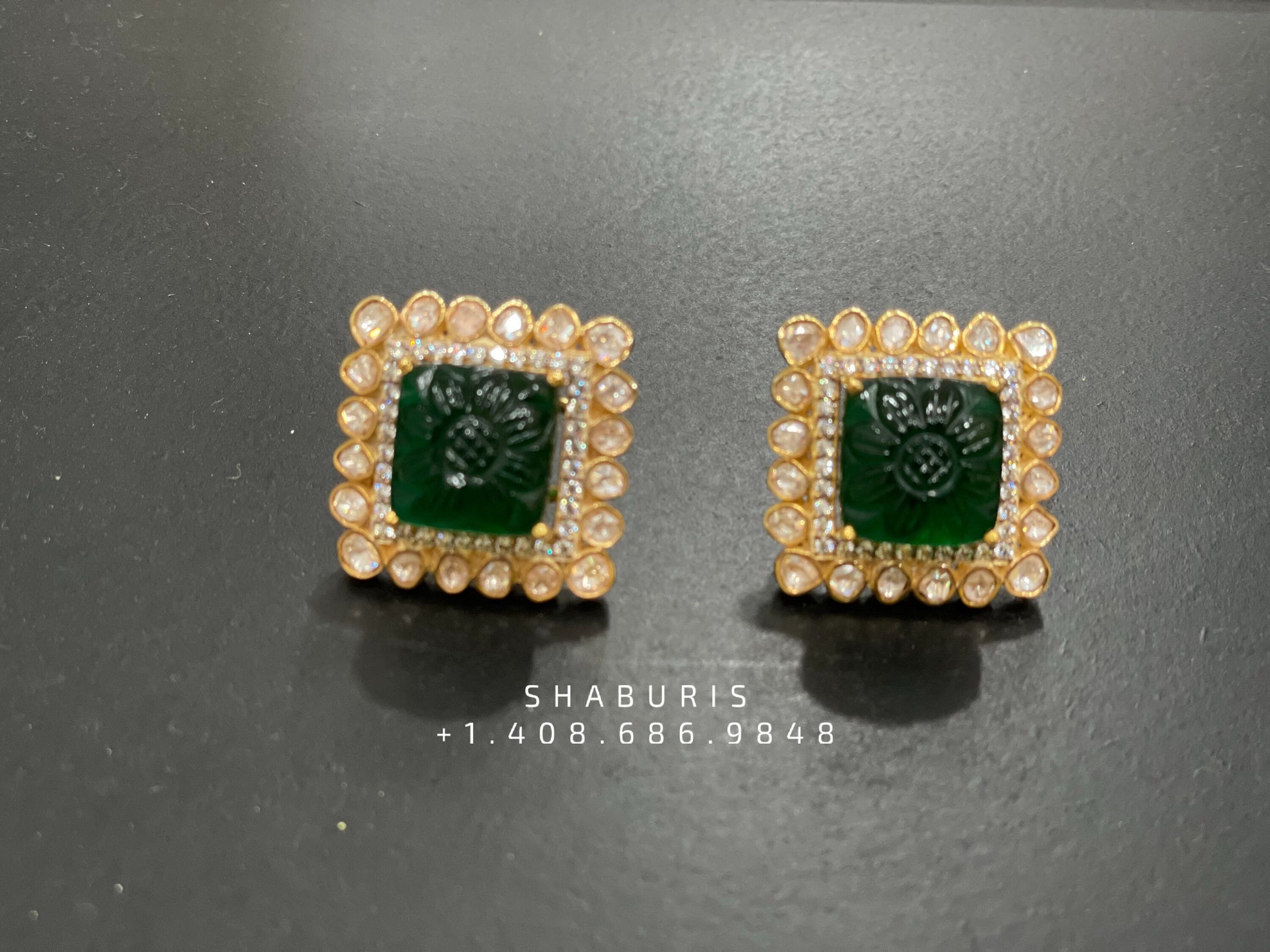 Ruby stud,polki stud,polki diamond jewelry in silver,big studs,indian jewelry,statement jewelry-SHABURIS