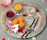 Pure Silver pooja thali,pure silver bell,Pure silver articles indian,indian pooja samagri,silver articles,haldi kumkum container-NIHIRA