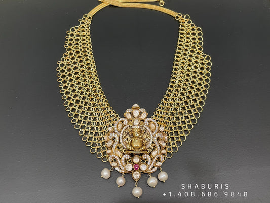 Ganesha Pendent choker,jali work,vinayaka antique jewelry,jaali work chain,lyte weight choker necklace,lord ganesha