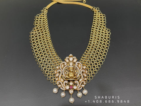 Ganesha Pendent choker,jali work,vinayaka antique jewelry,jaali work chain,lyte weight choker necklace,lord ganesha