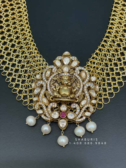 Ganesha Pendent choker,jali work,vinayaka antique jewelry,jaali work chain,lyte weight choker necklace,lord ganesha