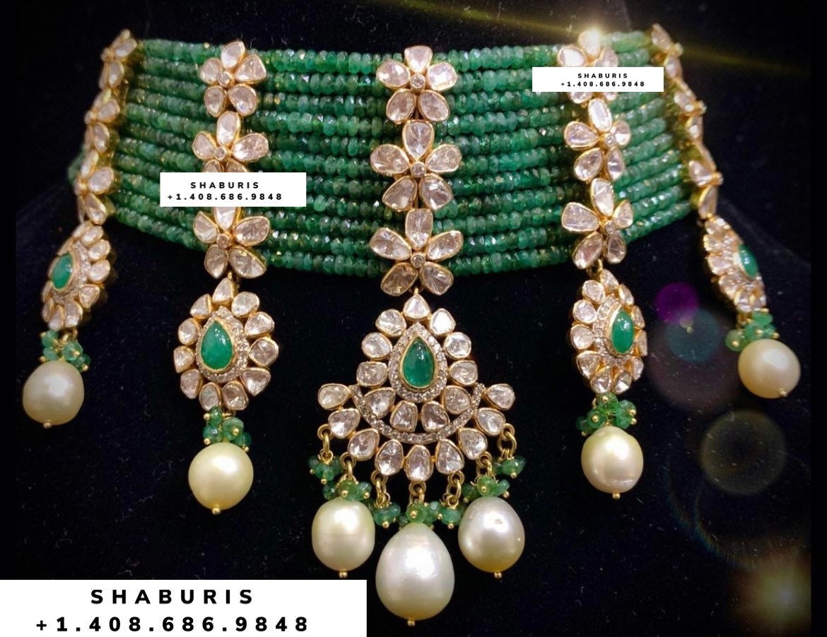 Diamond Choker Pure Silver jewelry Indian ,diamond Necklace,Indian Necklace,Indian Bridal,Indian Wedding Jewelry-NIHIRA-SHABURIS