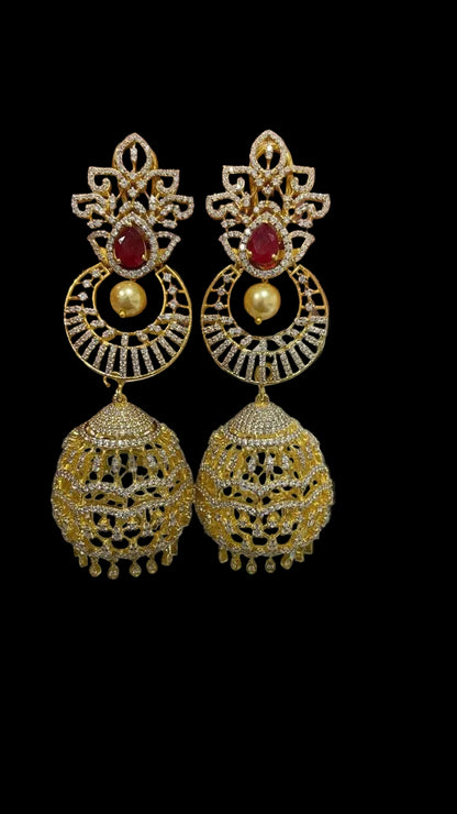 Diamond Jhumka ,diamond earrings,Pure silver Jhumkas Indian,Indian Earrings,Indian Wedding Jewelry -NIHIRA-SHABURIS